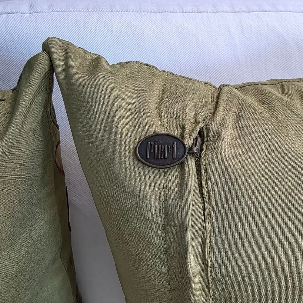 Pier 1 Imports Green Brown Mosstone Geometric Accent Pillow Cover Set Of 2